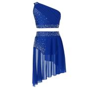 IEFIEL Vestido Lentejuelas de Danza Lírica para Niña sin Manga Maillot de Patinaje Artístico Disfraz de Bailarina Ballet 6-16 Años Z Azul 14 años