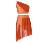 IEFIEL Vestido Lentejuelas de Danza Lírica para Niña sin Manga Maillot de Patinaje Artístico Disfraz de Bailarina Ballet 6-16 Años Z Naranja 10 años