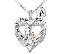 Iefil Collares de plata de ley 925 con inicial de corazón para adolescentes, niñas, padre e hija, regalos de cumpleaños para hija de papá, plata de ley, circonita cúbica