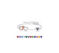 Iefil Pulsera de piedra natal de rosa infinita para mujer, pulsera de plata de ley 925 con dije de piedra natal, regalo de aniversario de cumpleaños para mujeres, día de la madre, San Valentín