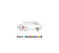 Iefil Pulsera de piedra natal de rosa infinita para mujer, pulsera de plata de ley 925 con dije de piedra natal, regalo de aniversario de cumpleaños para mujeres, día de la madre, San Valentín