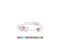 Iefil Pulsera de piedra natal de rosa infinita para mujer, pulsera de plata de ley 925 con dije de piedra natal, regalo de aniversario de cumpleaños para mujeres, día de la madre, San Valentín