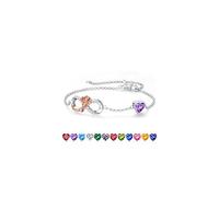 Iefil Pulsera de piedra natal de rosa infinita para mujer, pulsera de plata de ley 925 con dije de piedra natal, regalo de aniversario de cumpleaños para mujeres, día de la madre, San Valentín