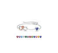 Iefil Pulsera de piedra natal de rosa infinita para mujer, pulsera de plata de ley 925 con dije de piedra natal, regalo de aniversario de cumpleaños para mujeres, día de la madre, San Valentín