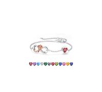 Iefil Pulsera de piedra natal de rosa infinita para mujer, pulsera de plata de ley 925 con dije de piedra natal, regalo de aniversario de cumpleaños para mujeres, día de la madre, San Valentín