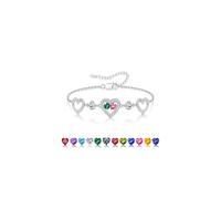 Iefil Pulseras de piedra natal para mujer, plata de ley 925, corazón rosa, piedra natal, regalo de cumpleaños, aniversario, joyería para su esposa, M, Plata Esterlina, Esmeralda creada