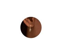 IEFWELL Pendientes para adolescentes y niñas, aretes de aro con inicial, hipoalergénicos, pequeños, chapados en oro de 14 quilates, aretes colgantes para mujeres y niñas, regalos de joyería para