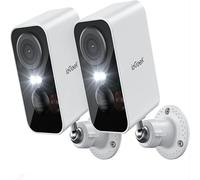 ieGeek 2 PCS 2K Cámara de vigilancia WiFi inalámbrica con batería, visión nocturna, detección de movimiento de color, IA y PIR, exterior/interior