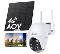 ieGeek 24/7 Grabación,Cámara Solar 4G AOV sin WiFi,Cámara Vigilancia SIM Exterior sin Cables,Seguimiento Automático,Detección Persona/Coche 30m,Visión Nocturna 20m,eSIM Integrado,10000mAh,360° PTZ
