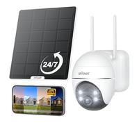 ieGeek 24/7 Grabación Continua Camara Vigilancia WiFi Exterior Solar（AOV）, 9000 mAh & 5W Panel Solar，30M Rango de AI Detección，360° Seguimiento Automático,3MP Camara Vigilancia sin Cables，Alarma, IP65
