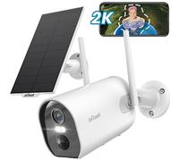 ieGeek 2K 3MP - Cámara de vigilancia para Exteriores (batería inalámbrica de 15 m, visión Nocturna de 15 m, Detector de Movimiento PIR, Sirena y Alarma de luz, Almacenamiento en la Nube/SD, IP65