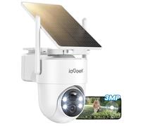ieGeek 2K/3MP Camara Vigilancia WiFi Exterior Solar, Panel Solar Extraíble, 360° PTZ, Camara de Vigilancia sin Cables, PIR Humana Detección, Alerta de Peligro, Visión Nocturna Color,(2pcs)