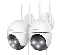 ieGeek 2K Camara Vigilancia WiFi Exterior con Eléctrico, PTZ 355°, Detección de Humano, Seguimiento Automático, Visión Nocturna Color, Alarma de Luz y Sonido, Grabación Continua(2 PCS)