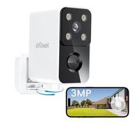ieGeek 2K Camara Vigilancia WiFi Exterior/Interior, Panorámica de 180, Conexión WiFi6, AI Smart Detection, Cámara de Vigilancia sin Cables de 5200mAh, Almacenamiento Local/Nube, Compatible Alexa