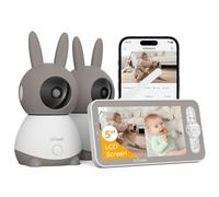 ieGeek 3MP Camaras Vigilancia Bebe con 2 Camaras, Vigilabebes con Camara con 5” Pantalla Dividible, 355° PTZ Control Remoto de Móvil, Seguimiento Automático, Detección de Llanto, Audio de 2 Vías