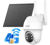 ieGeek 4G/3G LTE Cámara de Vigilancia Solar Inalámbrica, Soporte para Cambiar Tarjeta SIM, con Batería de 10000mAh, Visión Nocturna en Color 2K 3MP, PTZ 350°&90°, Detección Humana PIR