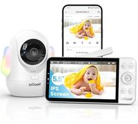 ieGeek 5.5" 2.5K/4MP Camara Vigilancia Bebe WiFi, Alerta de Cara Tapada y Dormir Boca Abajo, Colorida Luz Nocturna, 360° Seguimiento Movimiento Vigilabebes con Camara, VOX, Compatible Echo