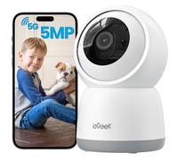 ieGeek 5MP Camara Vigilancia WiFi Interior 2.4/5GHz 360° PTZ, Camaras Vigilancia Domicilio WiFi para Bebes con Detección Personas/Mascotas, Seguimiento Automático, Voz Bidireccional, Modo Privacidad