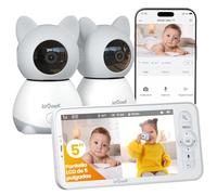ieG mara Vigilancia Bebé 2K/3MP con 2 Cámaras, Monitor Bebé Pantalla 5" Dividible, Vigilabebés con Detección de Movimiento, Monitor de Temperatura, Audio Bidireccional, Visión Nocturna