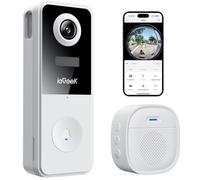 ieGeek Timbre Inalámbrico Exterior Impermeable con Cámara 180° Fisheye, 2K Videoportero WiFi, Detección Humana IA, Impermeable ip65, Zona Personalizable, Compatible Alexa, Visión Nocturna, 2.4 GHz