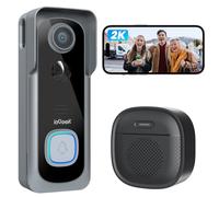 ieGeek Timbre Inalámbrico Exterior Impermeable con Cámara 2K, Videoportero WiFi con IP66 Resistente al Agua, Detección Humana, Audio Bidireccional, Visión Nocturna, Sin Suscripción, 2,4 G WiFi, Gris