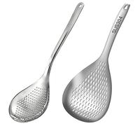 Iegefirm Cuchara ranurada para el hogar y la cocina, cuchara de aceite de filtro, colador de acero inoxidable, con cómodo y agujeros para colgar, para cocinar, escurrir y freír en la cocina
