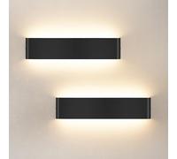 IEGLED 2 Pack Aplique de pared interior 40 cm, aplique de pared 18 W con Up Down Source, 3000 K Lámpara LED moderna, apliques de pared de aluminio, iluminación de pared para porche pasillo patio