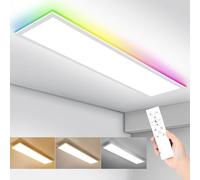 IEGLED Plafon LED Techo Regulable RGB 120x30CM, Lampara Techo LED Panel 36W/3960LM, 3000K-6500K, Con mando a distancia y función memoria, puede utilizarse como Lampara Techo Dormitorio, Plafon Techo