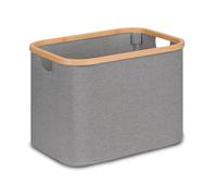 iEGrow Cesta de Ropa Plegable 50L, Cesta de Lavandería Plegable con Asas de Bambú, Cesta de Almacenamiento Gris para Dormitorio, Baño, Lavadero
