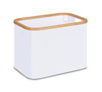 iEGrow Cesto plegable para la ropa sucia de 50 L, con asas de bambú, color blanco, para dormitorio, baño, lavandería