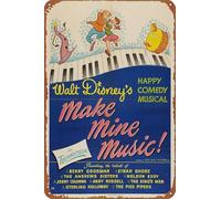 IEITB Cartel de metal de estaño con texto en inglés "Make Mine Music" para decoración de pared, 20 x 30 cm