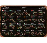 IEITB Póster artístico de mapa del circuito F1 2024 con logotipo de estaño, póster de metal vintage para familia, club, bar, cafetería, dormitorio, decoración de pared, regalo, 8 x 12 pulgadas