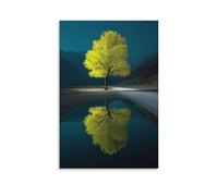 IEJKLUVWX Árbol y lago Cuadro De Pared Reflejo de un árbol Arte De Pared Lienzo De Alta Definición Ecológico Fácil De Instalar Vestíbulo Dormitorio Decoración Ideal 20x30inch(50x75cm)