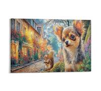 IEJKLUVWX Chihuahua Arte De Pared Ardilla en un sendero del bosque Decoración De Pared Lienzo Impermeable Resistente A La Humedad Ecológico Oficina Hotel Más Vendido 08x12inch(20x30cm)