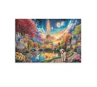 IEJKLUVWX Escena nocturna de París Decoración Moderna Torre Eiffel de noche Cuadro Único Lienzo Impermeable Ecológico Fácil De Instalar Salón Café Diseño Exclusivo 12x18inch(30x45cm)