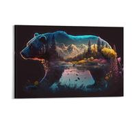 IEJKLUVWX Paisaje fantástico con osos Decoración Moderna Vista fantástica Cuadro De Pared Lienzo Impermeable Duradero Ecológico Salón Dormitorio Mejora Tu Hogar 08x12inch(20x30cm)
