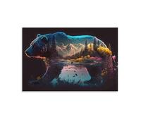 IEJKLUVWX Paisaje fantástico con osos Lienzo Impreso Vista fantástica Cuadro Único Lienzo Impermeable Ecológico Fácil De Instalar Salón Dormitorio Mejora Tu Hogar 08x12inch(20x30cm)