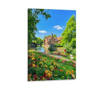 IEJKLUVWX Pueblo inglés a orillas del río Decoración De Pared Jardín primaveral Cuadro Único Lienzo De Alta Definición Fácil De Instalar Dormitorio Hotel Decoración Ideal 08x12inch(20x30cm)