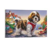 IEJKLUVWX Shih Tzu Arte De Pared Camino rural de tierra Cuadro Único Lienzo Impermeable Resistente A La Humedad Duradero Vestíbulo Hotel Decoración Ideal 16x24inch(40x60cm)