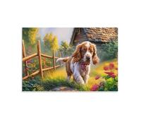 IEJKLUVWX Springer Spaniel Arte De Pared Cachorro juguetón en un prado Lienzo Impreso Lienzo De Alta Definición Ecológico Fácil De Instalar Salón Hotel Mejora Tu Hogar 08x12inch(20x30cm)