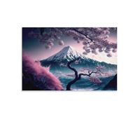 IEJKLUVWX Vista de montaña con cerezos en flor Arte De Pared Minimalista y radiante Lienzo Impreso Lienzo De Alta Definición Ecológico Fácil De Instalar Salón Hotel Mejora Tu Hogar 08x12inch(20x30cm)