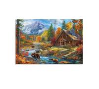 IEJKLUVWX Vista de montaña desde una cabaña Decoración Moderna Paisaje otoñal Cuadro De Pared Lienzo Impermeable Duradero Ecológico Salón Dormitorio Mejora Tu Hogar 08x12inch(20x30cm)
