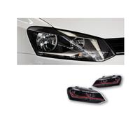 IEJPEQWW Estilo de coche compatible con VW POLO 2011-2018, faros estilo Golf 7.5, faros delanteros, lente de proyector de señal DRL, accesorios for coche(Red headlight,RHD)