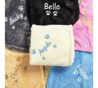 IEK Manta con nombre personalizado con pata para perro y gato, manta de regalo única para mascotas, suministros bordados con nombre para mascotas, manta de cama para perro (39.4 x 27.5 pulgadas)