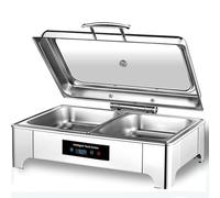IELSH Chafing Dish Electrico, 9L Calentador de Buffet in Acero Inoxidable con Controles Táctiles y Tapa de Cristal, Calentador de Comida Electrico para Buffet y Fiestas, Temperatura Regulable (GN1/2)