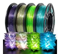 IEMAI Paquete de filamentos PETG, filamento PETG para impresora 3D brillante y transparente, filamento PETG de 8.88 oz x 4 de 0.069 pulgadas, azul claro/verde/azul y morado/arcoíris