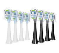 Iemegumi Cabezales de repuesto para cepillo de dientes eléctrico compatibles con Philips Sonicare blanqueamiento avanzado, cerdas medianas, asas a presión, paquete de 8, blanco y negro