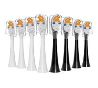 Iemegumi Cabezales de repuesto para cepillo de dientes eléctrico Philips Sonicare, blanqueamiento para el cuidado de las encías, cerdas medianas, asas a presión, paquete de 8, blanco y negro