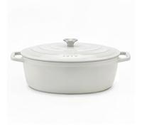 IENA36 - Cacerola de hierro fundido esmaltado, capacidad 7,7 L, color beige, compatible con todos los fuegos, inducción, gas, eléctrica, parrilla, horno, tapa fundida, ideal