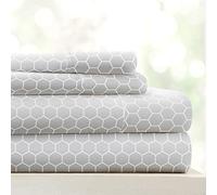ienjoy Home Linen Market LM Pattern 4PC Juego de sábanas, Microfibra, Honeycomb Light Gray, California King